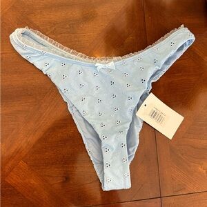 Everly Baby Blue Eyelet Ruffled Bow Cheeky Bikini Bottoms